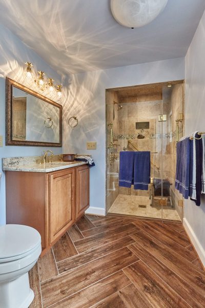 SAH veteran custom tile curbless shower grab bars wheelchair accessible bathroom roanoke virginia
